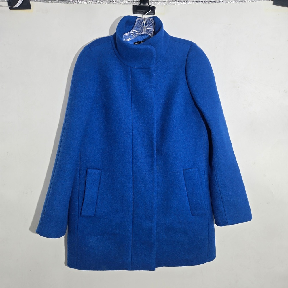 J.Crew Size 8 Mercantile City Coat Women Royal Blue Wool Blend Zip Coat J6140 - Picture 8 of 9